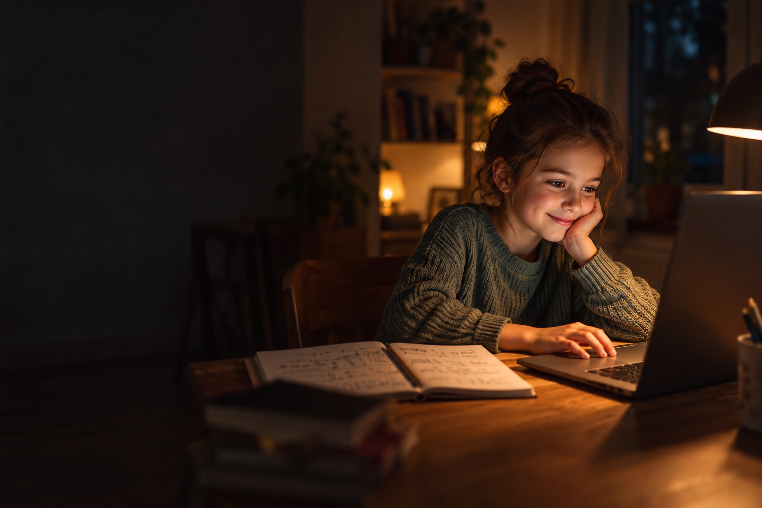 A child learning in a small live online class